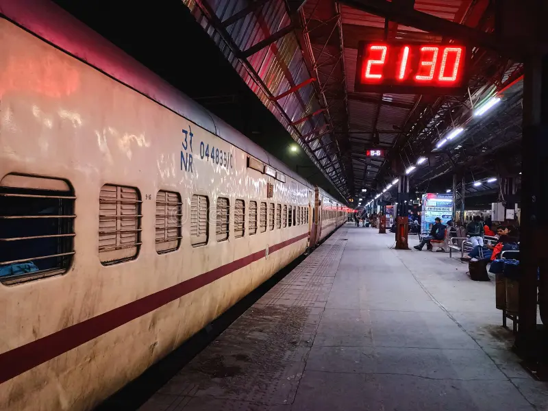 train-waiting-indian-railway-platform-awaits-passengers-quiet-night-illuminated-soft-station-lights-digital-316656193